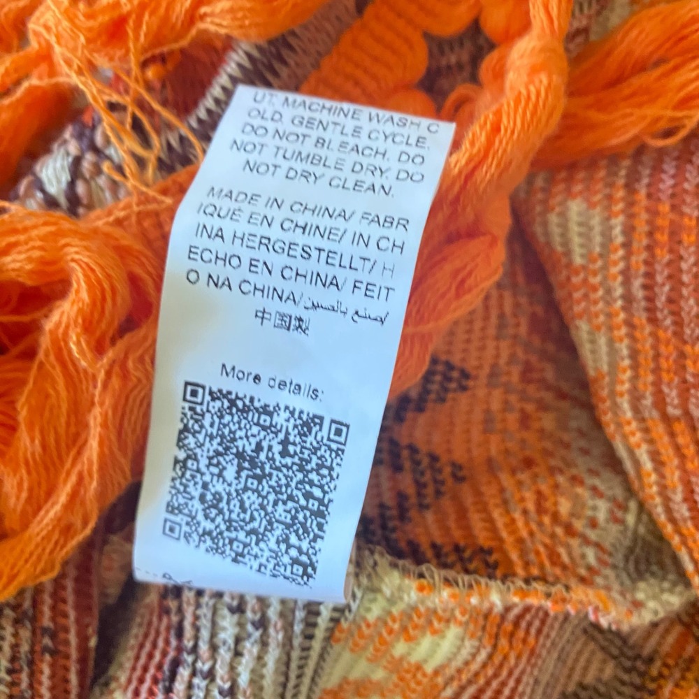 SHEIN Women Orange Geometric Knit Halter Midi Dress Fringe Hem Boho Size Medium - Picture 7 of 7